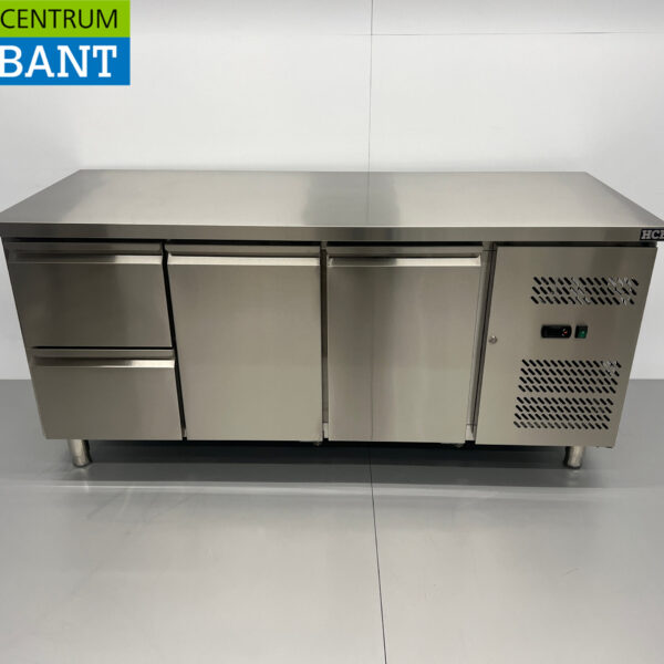 HCB Edelstahl gekühlte Werkbank 2 Türen und 2 Schubladen 179,5 cm 230V Horeca
