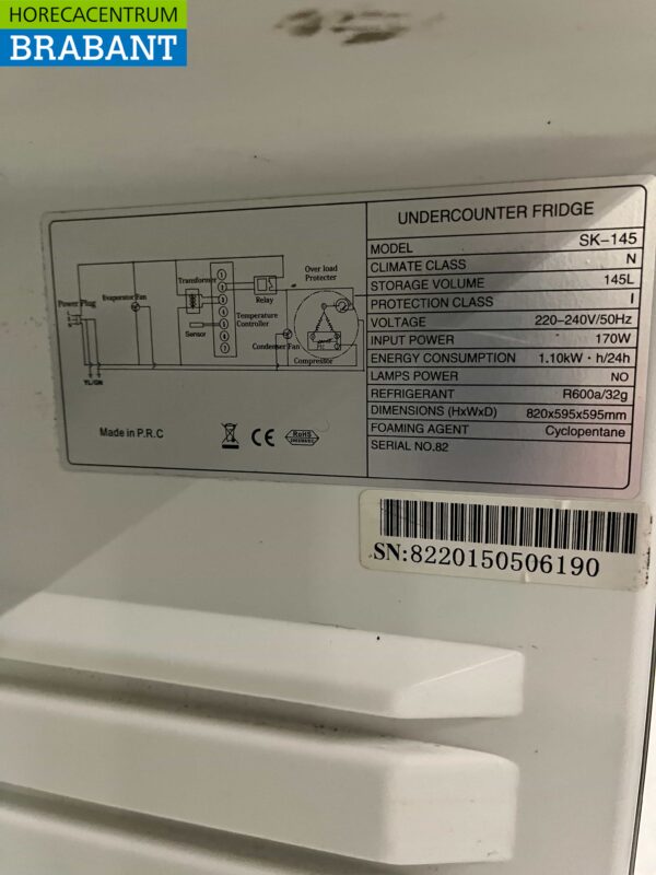 Scancool SK-145 Edelstahl Kühlschrank Kühler 145 Liter 230V Horeca – Bild 5