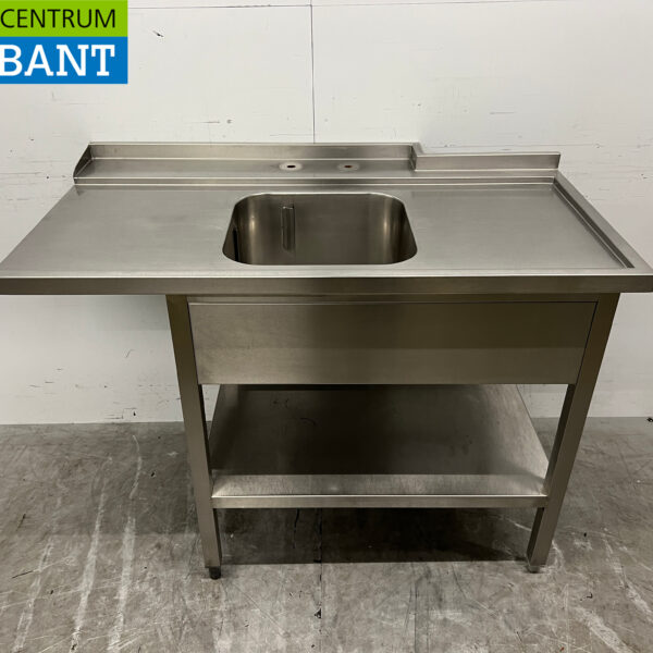 Futtertisch aus Edelstahl für Durchlaufspülmaschine 125,5 cm Horeca