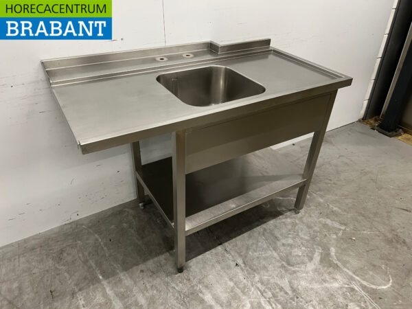 Futtertisch aus Edelstahl für Durchlaufspülmaschine 125,5 cm Horeca – Bild 3