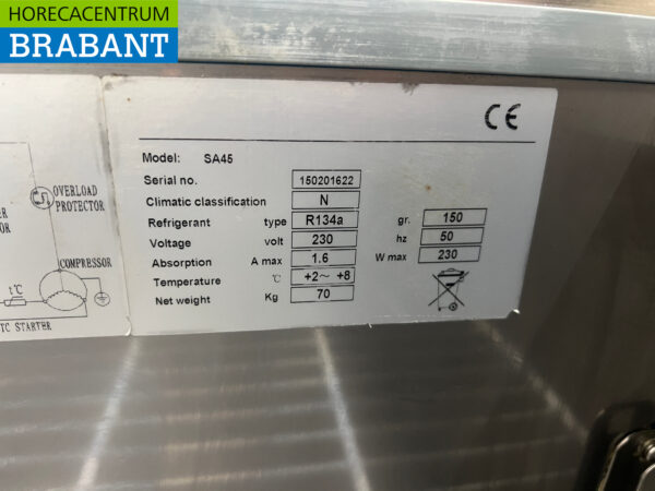 Edelstahl Kühltheke 2 Türen 90 cm 230V Horeca – Bild 6