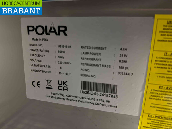 Edelstahl Polar U635 Doppeltüriger 2-türiger Gefrierschrank Gefrierschrank 1300 Liter 230V Horeca – Bild 6