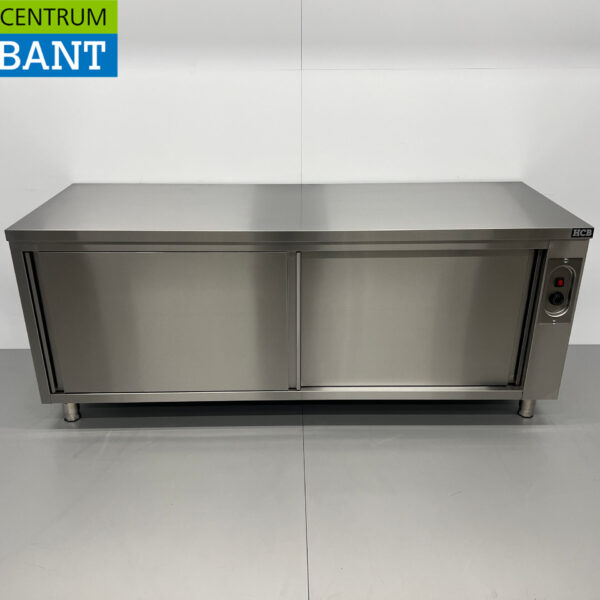 HCB Edelstahl Schrank Wärmeschrank 2 Schiebetüren Premium-line 200 cm Horeca
