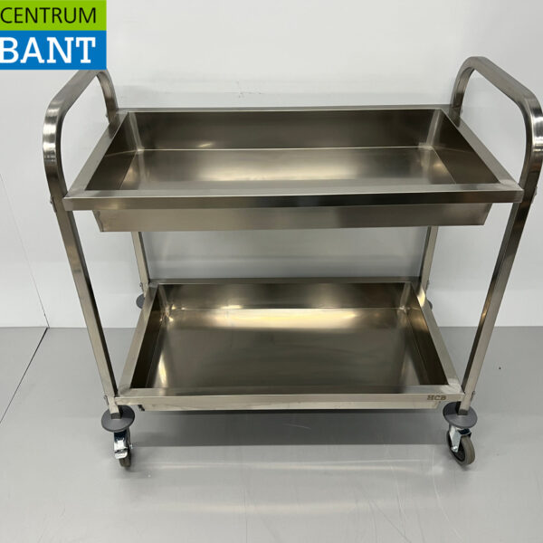 Edelstahl Servierwagen 2 Fächer 95 cm Catering