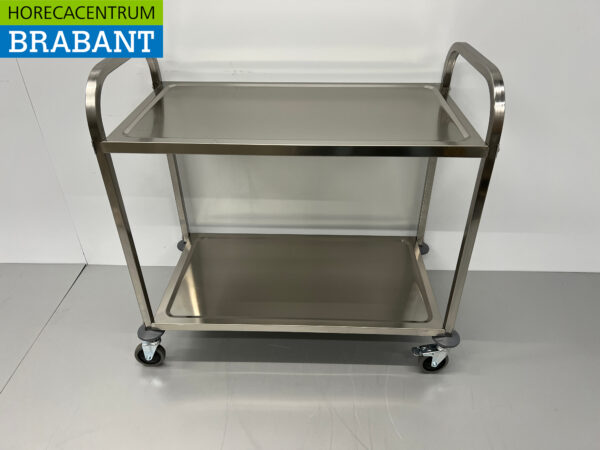 Edelstahl Servierwagen 2 Etagen 95 cm Horeca