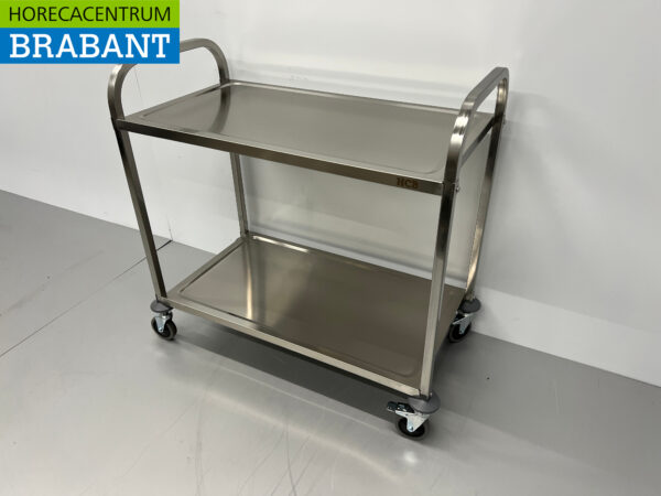 Edelstahl Servierwagen 2 Etagen 95 cm Horeca – Bild 2