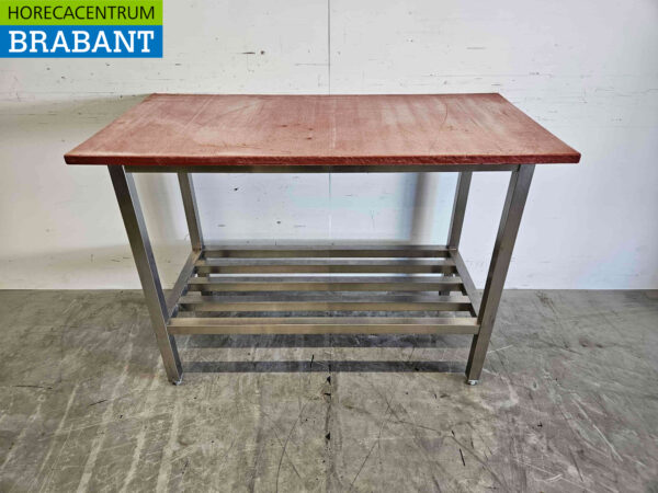 Edelstahl Polyethylen PE Schneidetisch Arbeitstisch 124,5 x 62,5 x 89 cm Catering Metzgerei
