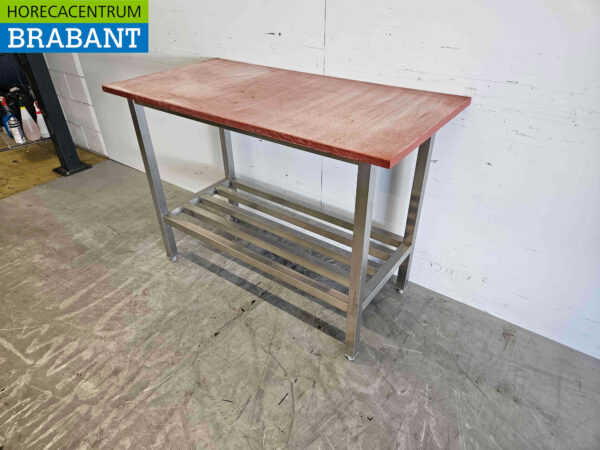 Edelstahl Polyethylen PE Schneidetisch Arbeitstisch 124,5 x 62,5 x 89 cm Catering Metzgerei – Bild 2