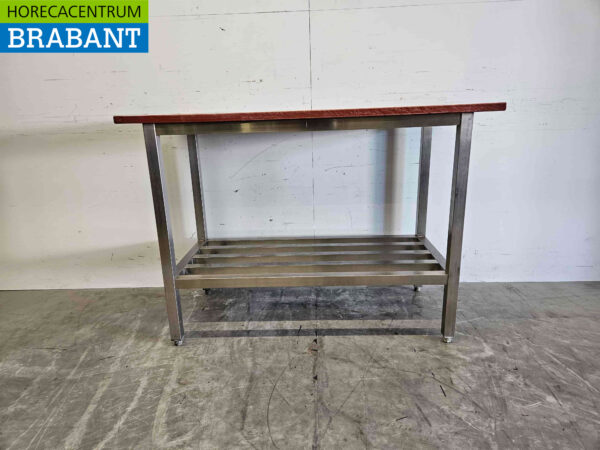 Edelstahl Polyethylen PE Schneidetisch Arbeitstisch 124,5 x 62,5 x 89 cm Catering Metzgerei – Bild 4