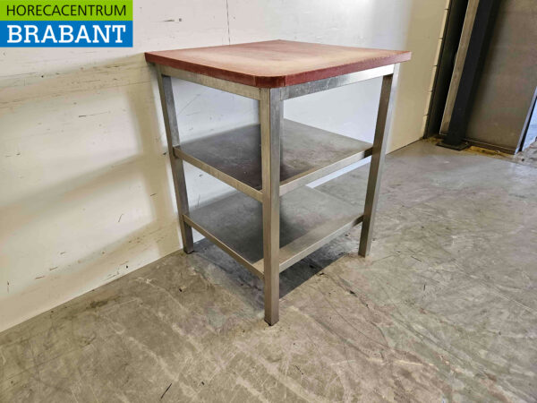 Edelstahl Polyethylen PE Schneidetisch Arbeitstisch 70 x 70 x 92 cm Catering Metzgerei – Bild 2