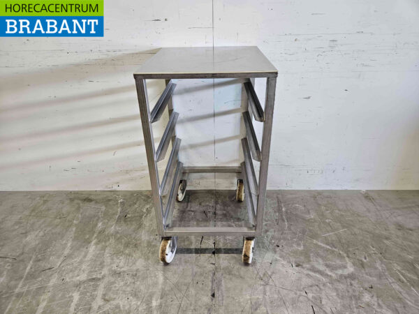 Tablettwagen aus Edelstahl 4 x 60/40 cm Bakerynorm Horeca