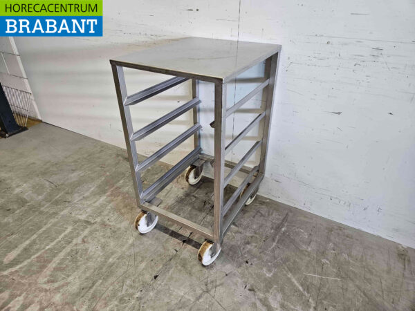 Tablettwagen aus Edelstahl 4 x 60/40 cm Bakerynorm Horeca – Bild 2