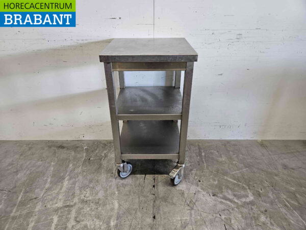 Mobiler Arbeitstisch aus Edelstahl 50 x 50 x 90,5 cm Catering