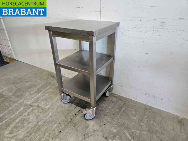 Mobiler Arbeitstisch aus Edelstahl 50 x 50 x 90,5 cm Catering – Bild 3