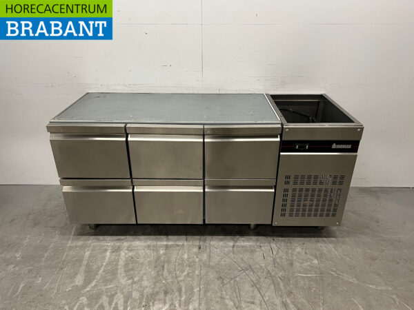 Edelstahl Inomak gekühlte Werkbank 6 Schubladen 178,5 cm 230V Horeca