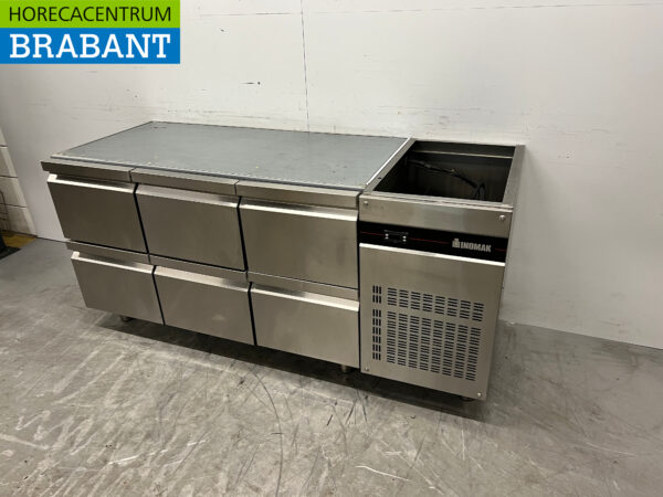 Edelstahl Inomak gekühlte Werkbank 6 Schubladen 178,5 cm 230V Horeca – Bild 2