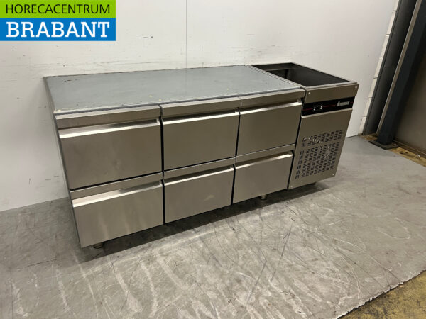 Edelstahl Inomak gekühlte Werkbank 6 Schubladen 178,5 cm 230V Horeca – Bild 3