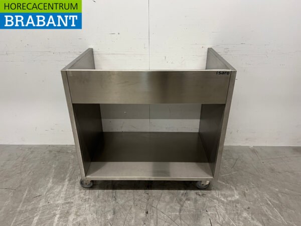 Saro Mobiler Arbeitstisch aus Edelstahl mit erhöhter Kante 96 x 60 x 92 cm Catering