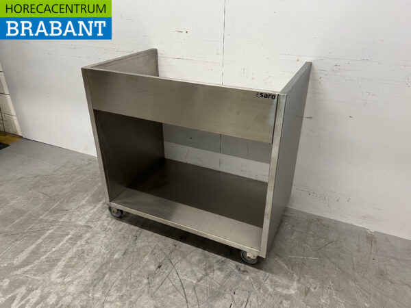 Saro Mobiler Arbeitstisch aus Edelstahl mit erhöhter Kante 96 x 60 x 92 cm Catering – Bild 2