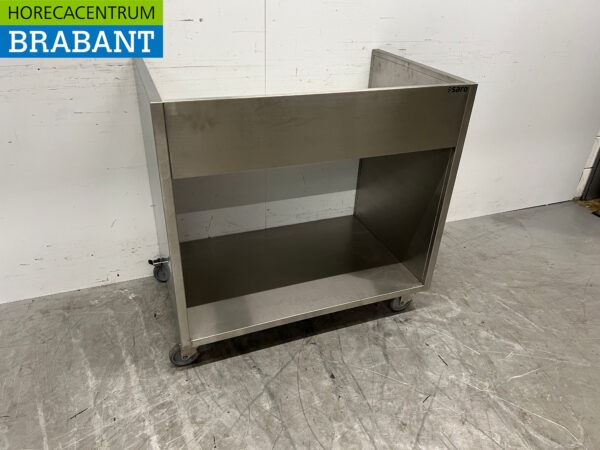 Saro Mobiler Arbeitstisch aus Edelstahl mit erhöhter Kante 96 x 60 x 92 cm Catering – Bild 3