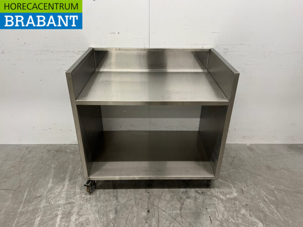 Saro Mobiler Arbeitstisch aus Edelstahl mit erhöhter Kante 96 x 60 x 92 cm Catering – Bild 4
