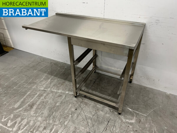 Edelstahl Drainagetisch T.B.V. Durchreiche Geschirrspüler 122 cm Horeca – Bild 2