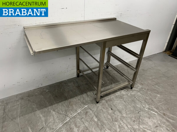 Edelstahl Drainagetisch T.B.V. Durchreiche Geschirrspüler 122 cm Horeca – Bild 3