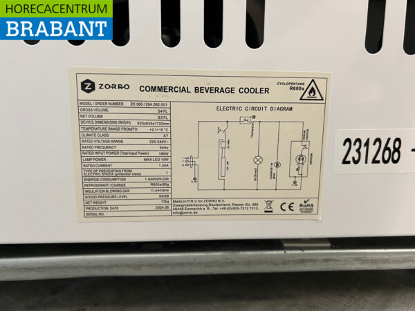 Zorro Glastürkühlschrank 360 Liter 230V Horeca – Bild 5