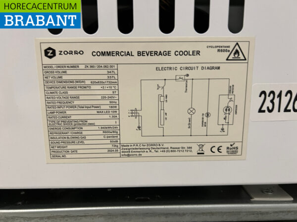 Zorro Glastürkühlschrank 360 Liter 230V Horeca – Bild 5