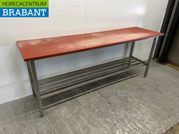 Edelstahl Polyethylen Schneidetisch 220 x 62 x 90,5 cm Catering Metzgerei – Bild 2