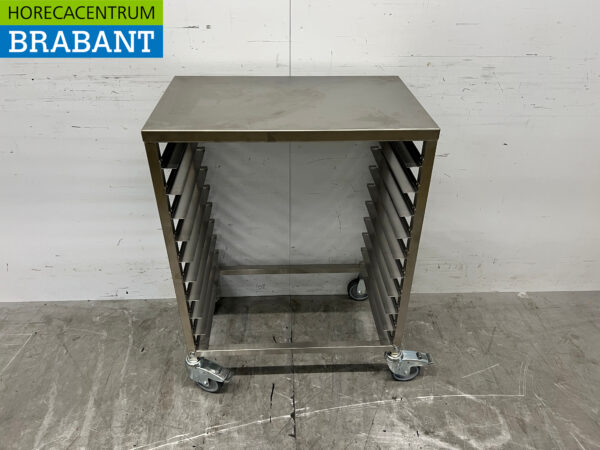 Saro Mobiler Stikkenwagen aus Edelstahl 10 x 60/40 cm Teller Catering Bäckerei