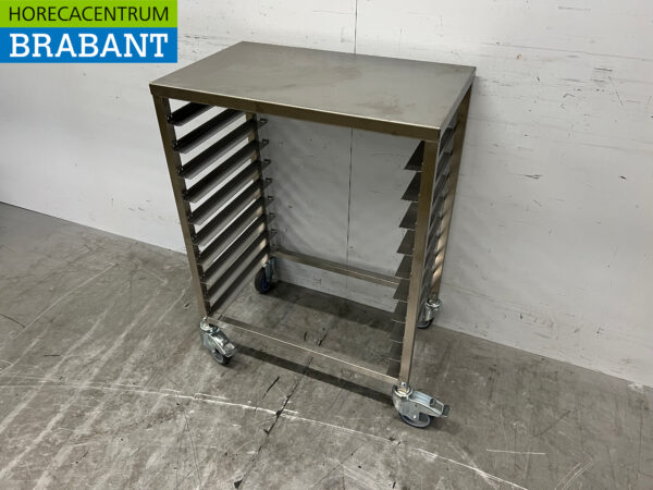 Saro Mobiler Stikkenwagen aus Edelstahl 10 x 60/40 cm Teller Catering Bäckerei – Bild 2