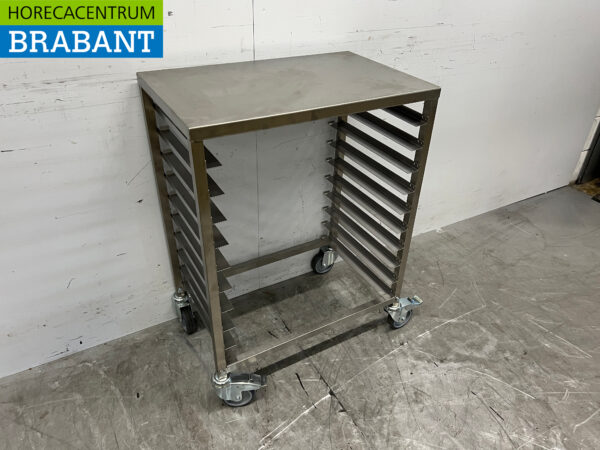 Saro Mobiler Stikkenwagen aus Edelstahl 10 x 60/40 cm Teller Catering Bäckerei – Bild 3