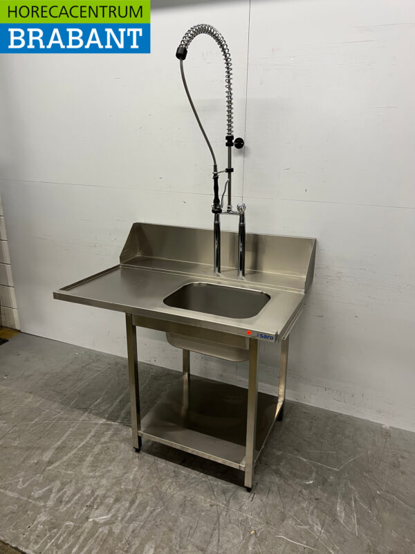 Saro Futtertisch aus Edelstahl mit Vorspüldusche 120 cm Horeca – Bild 2