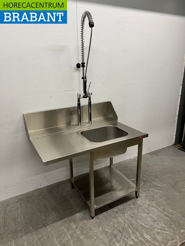 Saro Futtertisch aus Edelstahl mit Vorspüldusche 120 cm Horeca – Bild 3