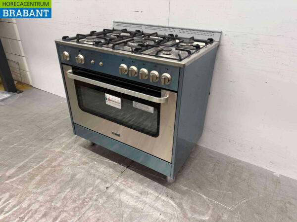 Saro 5-Flammen-Gasherd aus Edelstahl mit Gasbackofen Erdgas/230V Horeca – Bild 2