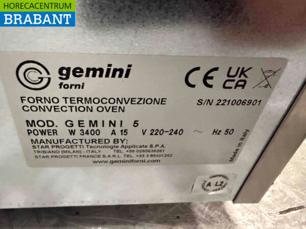 Edelstahl Gemini Forni Heißluftofen 230V Catering – Bild 6