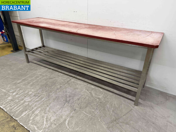 Edelstahl Schneidetisch Polyethylen PE 242 x 60 x 85,5 cm Catering Metzgerei – Bild 3