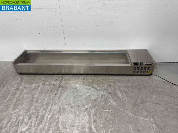 Thekenvitrine aus Edelstahl Thekenvitrine saladière 9 x 1/3 GN 200 cm Horeca
