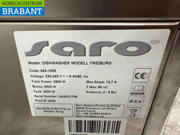 Edelstahl Saro Freiburg Geschirrspüler Gläserspüler mit Seifendosierpumpe 230V Horeca – Bild 7