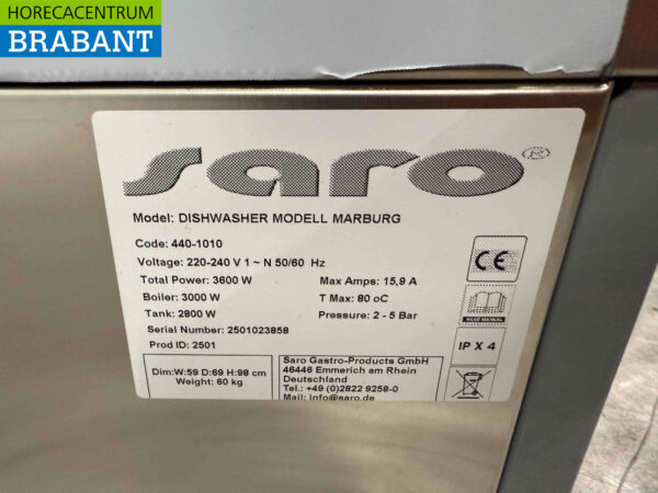 Edelstahl Saro Marburg Geschirrspüler mit Seifendosierpumpe 230V Horeca – Bild 6