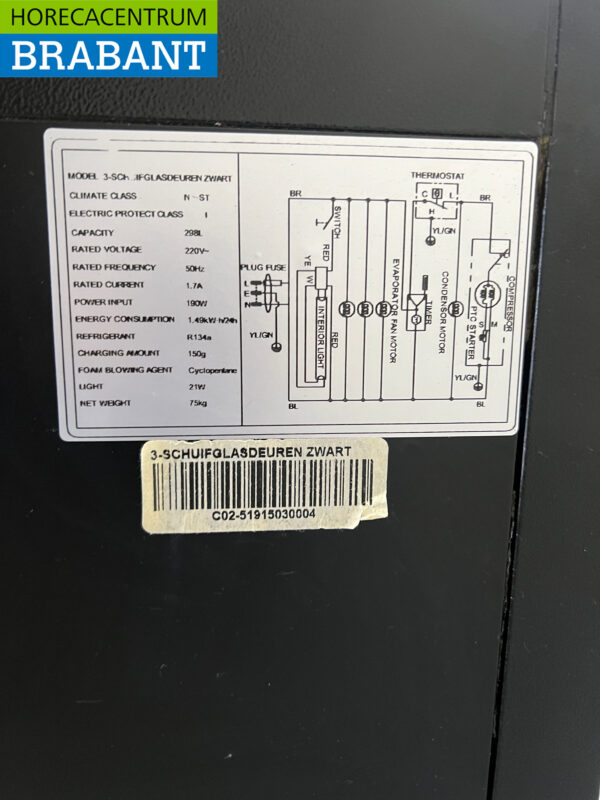 Bar Kühlung Backbar Kühlung 3 Schiebetüren 133,5 cm 230V Horeca – Bild 5