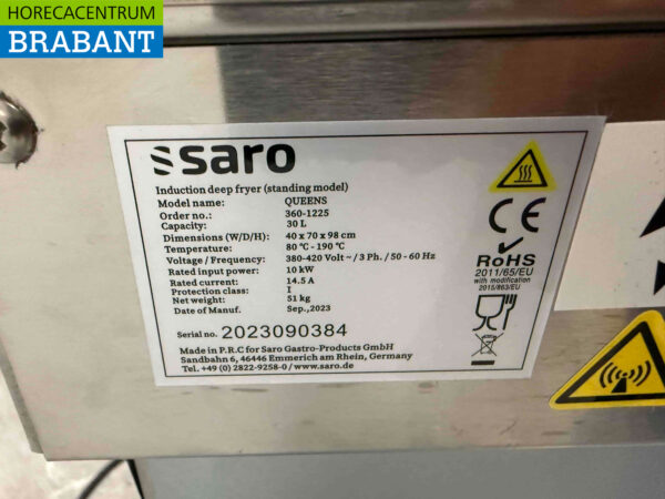 Saro Induktionsfritteuse aus Edelstahl 30 Liter 400V Horeca – Bild 6