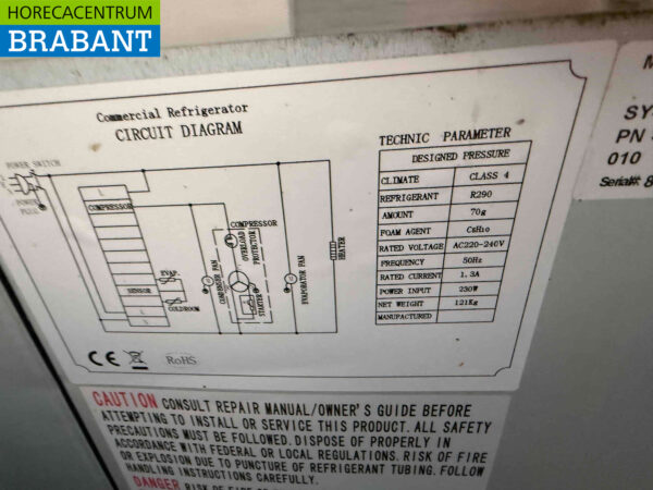Ecofrost gekühlte Werkbank aus Edelstahl 4 Schubladen und 1 Tür 179.5 230V Horeca – Bild 7