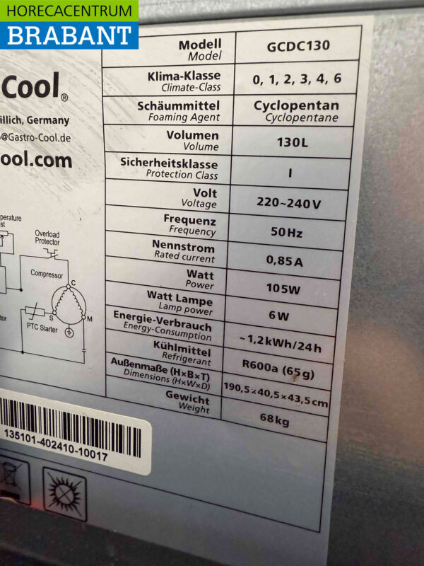 Gastro-Cool Glastürkühlschrank Getränkekühlschrank 155 Liter 230V Horeca – Bild 5