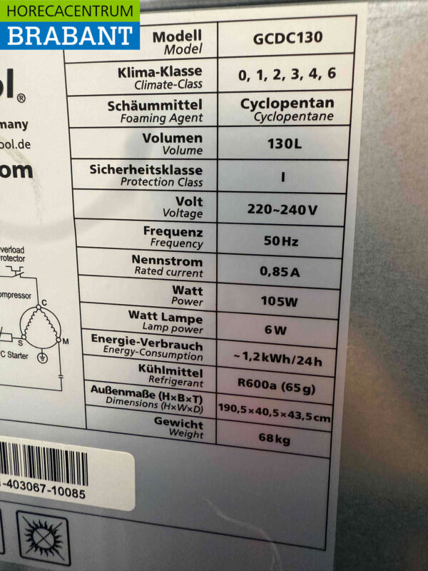 Gastro-Cool Glastürkühlschrank Getränkekühlschrank 155 Liter 230V Horeca – Bild 5