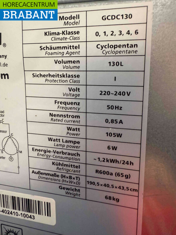 Gastro-Cool Glastürkühlschrank Getränkekühlschrank 155 Liter 230V Horeca – Bild 5
