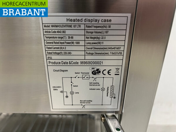 Edelstahl Warmhaltevitrine 64,5 cm 230V Horeca – Bild 5