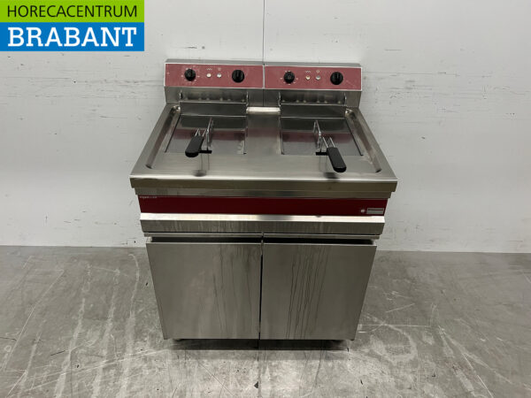 Edelstahl Diamond Doppelfritteuse 2 x 14 Liter 400V Horeca