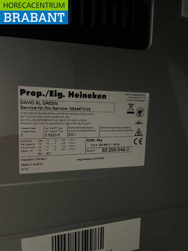 David Kühlschrank Kühlung 200 Liter 230V Horeca – Bild 5